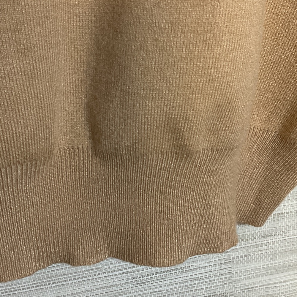 Line and Dot Favorite Off Shoulder Sweater Taupe Large Asymmetrical Tan - Picture 8 of 16
